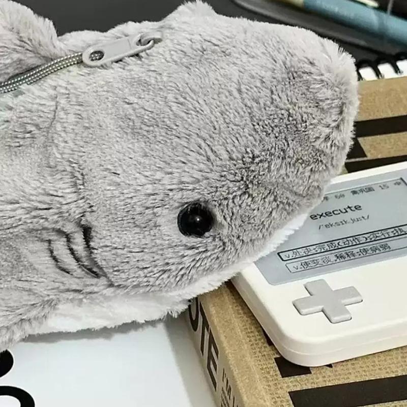 Niedliche Plüsch-Haifisch-Federmäppchen für Schüler, Schreibwaren, Schulbedarf, Kawaii-Puppe, zurück zur Schule, Aufbewahrungstasche, Stifttasche, Schreibwaren