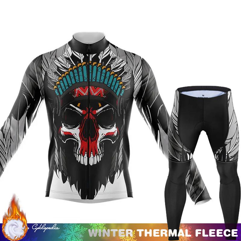 Fahrradtrikot Ciclismo Hombre Totenkopf Rennrad Radfahren Fleece Herren Kleidung Winter Thermosuit Mann Herren Radbekleidung Jacken Asian size - 3XL