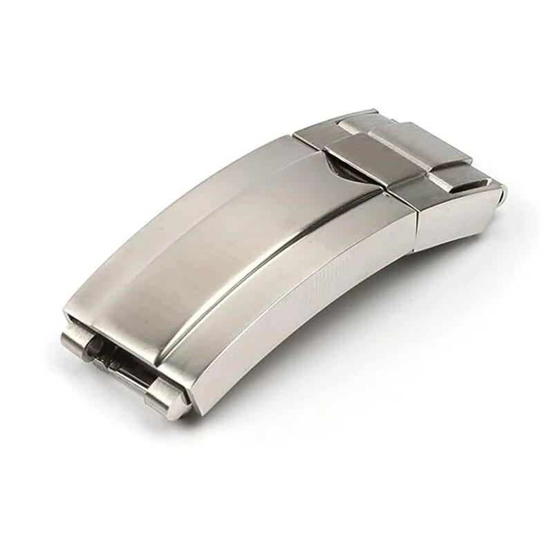 9mm Edelstahl Faltschließe Glide Lock Fit für Rolex für Submariner für Oysterflex für Daytona für GMT Uhrenarmband Strap D Matt Silver 9mm with logo