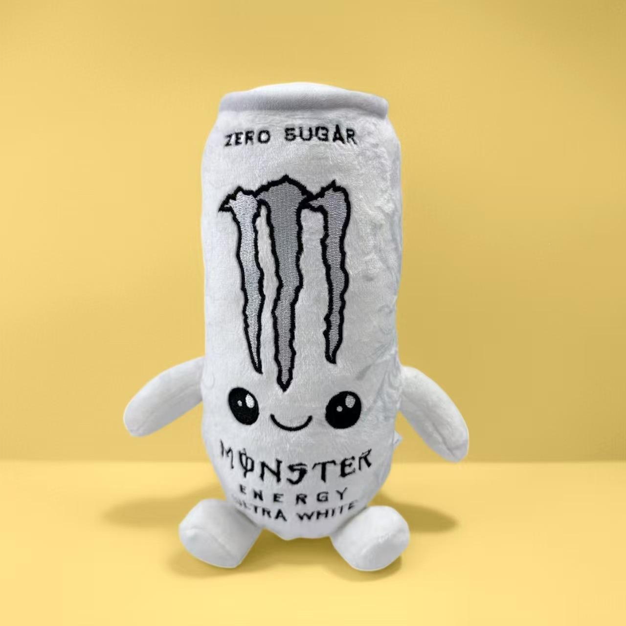 Monster Energy Zero Ultra White Energy Drink Plüschtier Niedriges Kissen Spielzeug Super Weiches Kuscheltier 25cm weiß