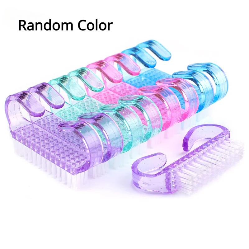 1/3/10Pcs Acryl Nagel Pinsel 4 Farbe Nail art Maniküre Pediküre Weiche Entfernen Staub Kunststoff Reinigung nagel Pinsel Datei Werkzeuge Set 3PCS