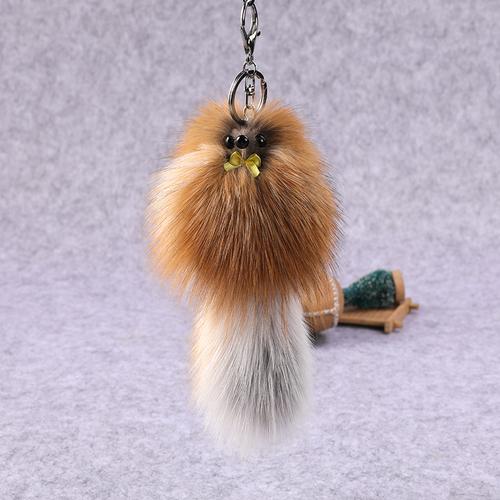 Fuchs Plüschfell weiblicher Fuchs Taschenanhänger Auto Schlüsselanhänger Anhänger Echthaar Ball Schmuck Handyanhänger brown