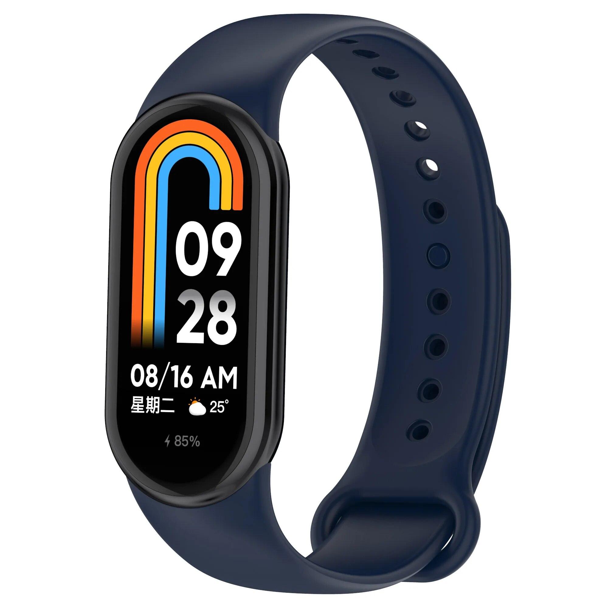 Mi Band 9 Strap für Xiaomi Smart Band 8 Silikon Smartwatch Armband NFC Armband Ersatz Mehrfarbig Miband8 Strap Gürtel Zubehör For Mi band 8 navy blau