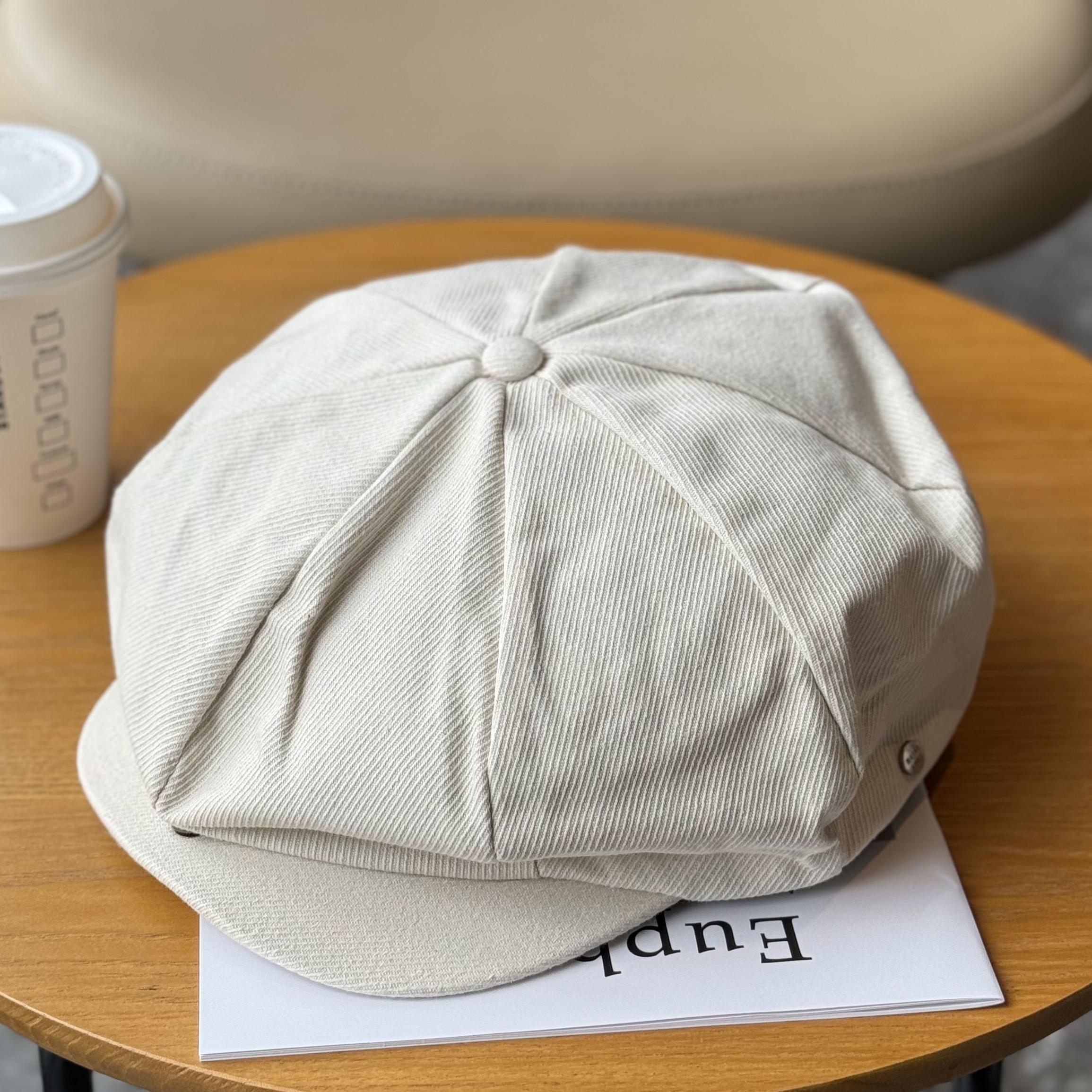 62cm Große Größe Mütze Schiebermütze Achteckige Mütze Baskenmütze Herren 8-Bahnen-Mütze Bäckermützen Retro Gatsby Mützen Freizeitkappe Apfel-Baskenmütze L 59-60cm beige
