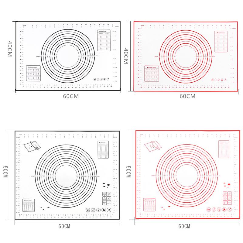 Küche Silikon Backblech Ausrollen Teig Pad Gebäck Kuchen Backen Backformen Futter Pad Matten 60*80cm rot