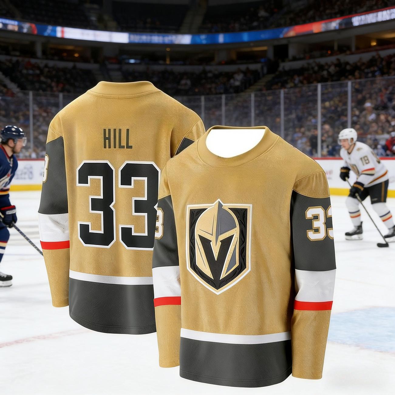 Herren Las Vegas Golden Knights Beliebtheit Eishockey Trainingsshirt 3D Druckbar Atmungsaktiv Schnelltrocknend Langarm Oberteil Kinder 5XL beige