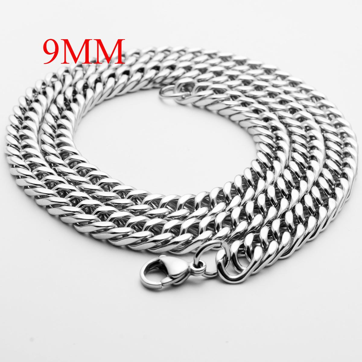 Doppelt gewebte polierte kubanische Kette Edelstahlschmuck Halskette Herren- und Damen-Hip-Hop-Kleidung passende Kette Length 65CM