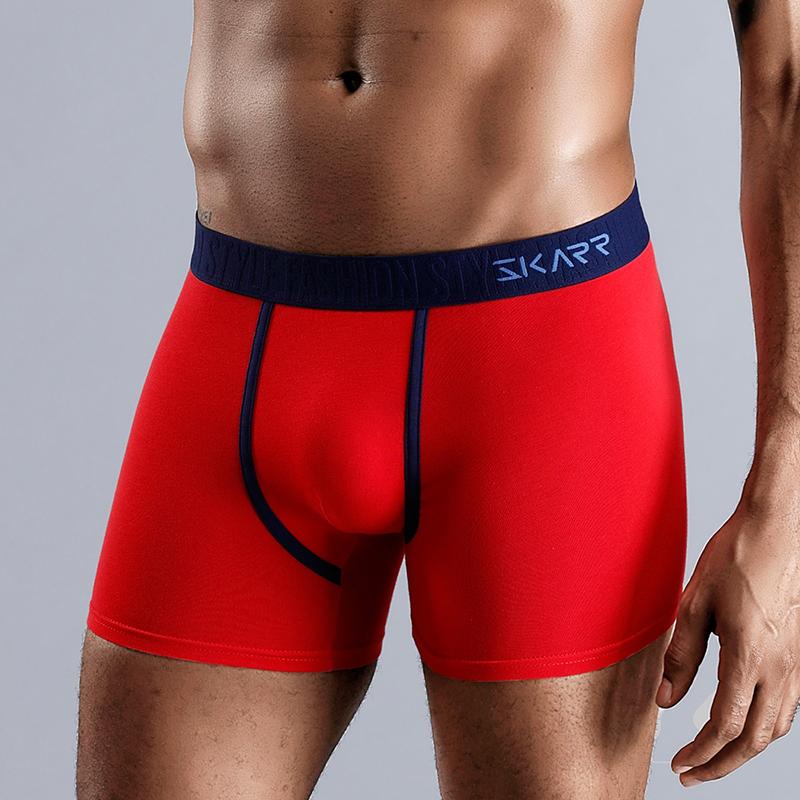 BONITOS 1 Stück bedruckte Herren-Unterhose, Baumwoll-Boxershorts, sexy Herren-Unterwäsche S rot