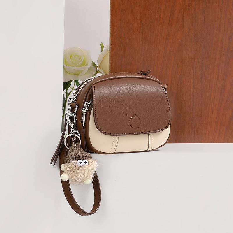 Neuer Stil von Damenhandtaschen Umhängetaschen Kleine runde Ledertaschen Mini Vielseitig und Hochwertig Einzelne Schulter gray