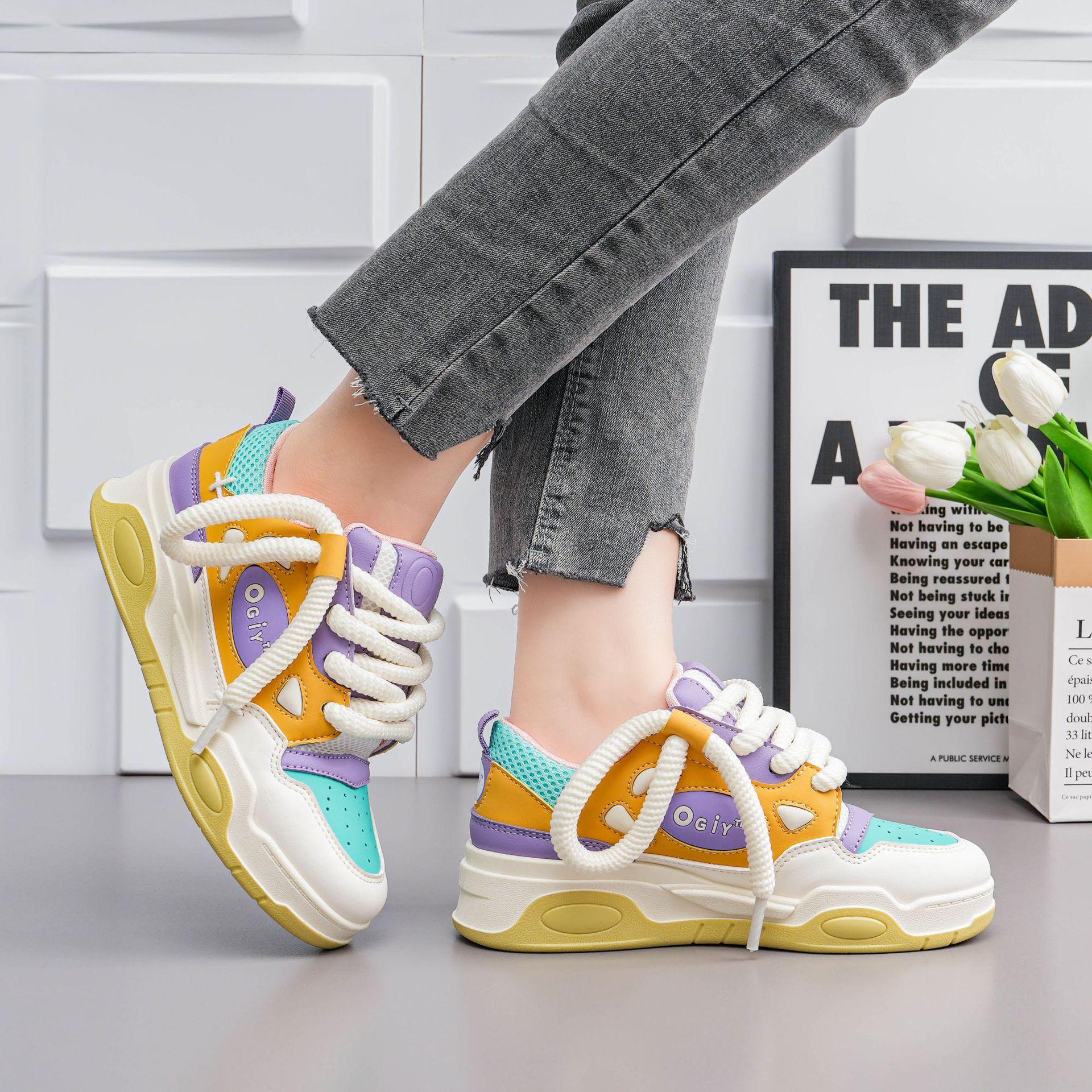 Damenschuhe, weiche Sohle, Brotschuhe, lässig, dicke Sohle, Sportbrettschuhe, große Damenschuhe 42 orange