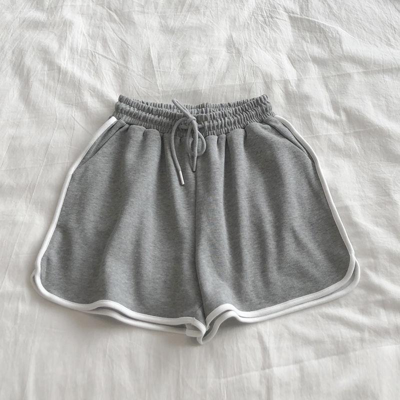 Women Striped Casual Shorts Korean Harajuku Loose All Match Sports Shorts Summer Fashion Simple Yoga Thin Mini Shorts Female XXXL grau