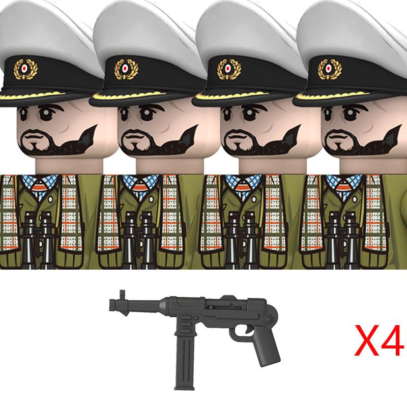 Militär WW2 Deutsche Marine Figuren Bausteine Marine Matrosen Soldaten U-Boot Kommandant Krieger Waffen Teile Steine Spielzeug Kinder gray