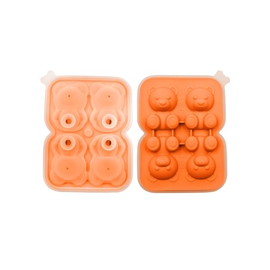 Eiswürfelform, Bärenform, Eisform, lebensmittelechte, flexible Silikon-Eisform für Getränke, Süßigkeiten, Schokolade orange