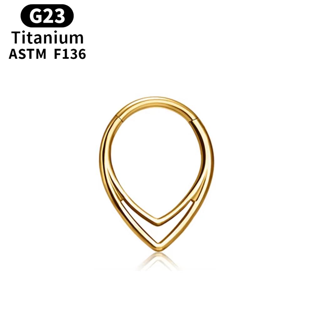 ASTM F136 Titan Eloxieren 16G Septum Hoop Ring Klappbares Segment Nase Clicker Tragus Helix Daith Ohrring Piercing Zirkon 16G 1.2x8mm gold