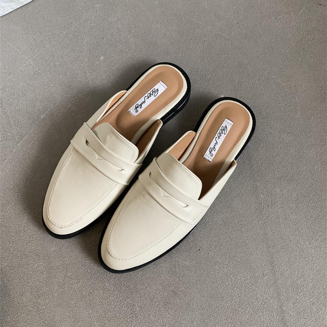 Mode Bailamos Brandneu Damen Hausschuhe Damen Runde Zehenpartie Slipper Damen Casual Pantoletten Schuhe Flacher Absatz Outdoor Kleid Sandalen Schuhe Mujer 35 elfenbein