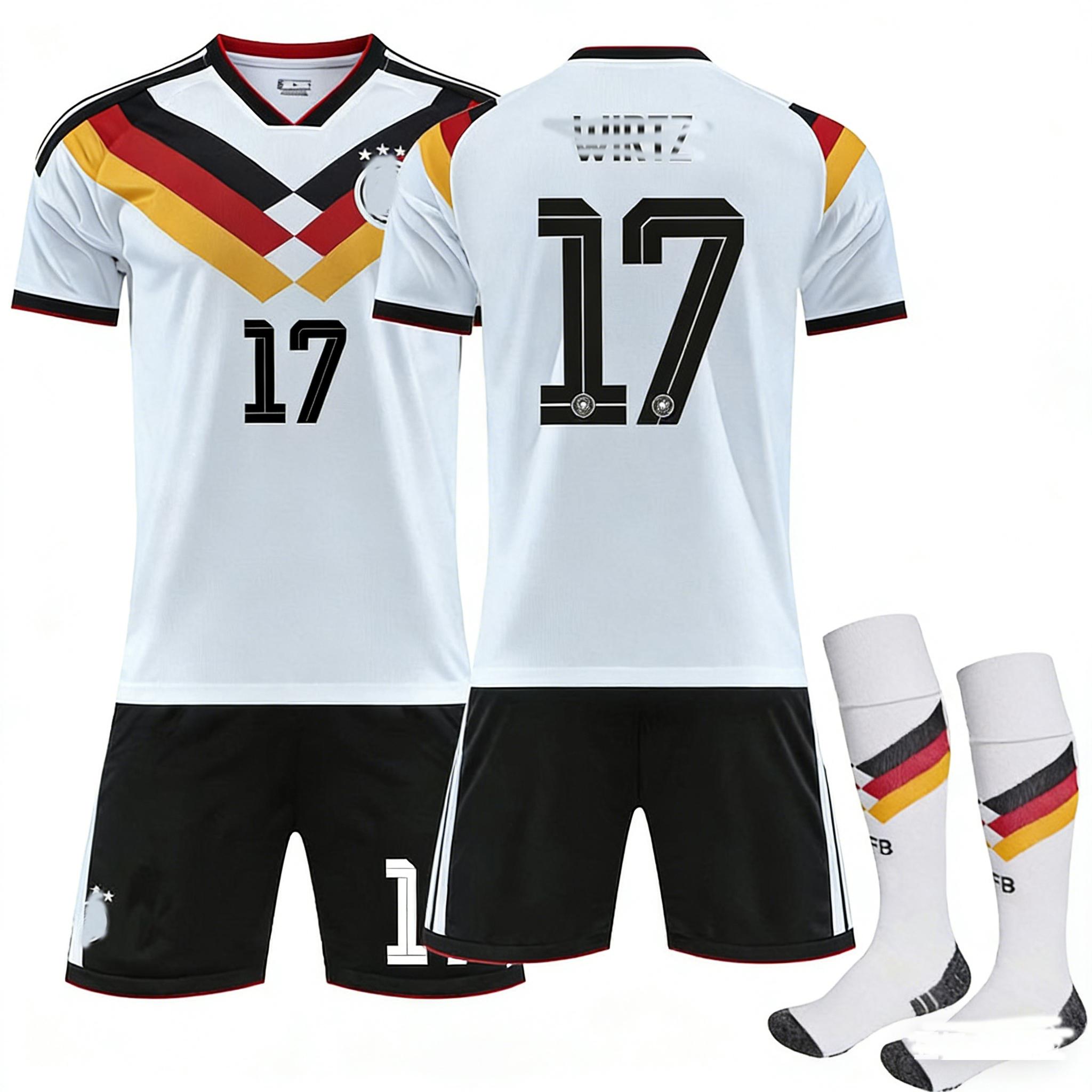 Jugendliche Kinder Erwachsene Fußballtrikots Sport Trainings Trikot Set mit Socken 2026 FIFA Weltmeisterschaft Deutschland Heim #17 Wirtz 16