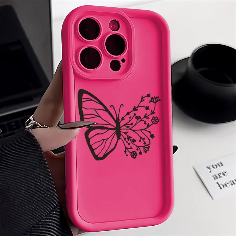 Schmetterling Handyhülle Für iPhone 13 Hülle iPhone 11 12 14 15 Pro Max X XR XS 7 8 Plus SE 3 Weiche Ästhetische Linie Blume Hülle For iPhone 12