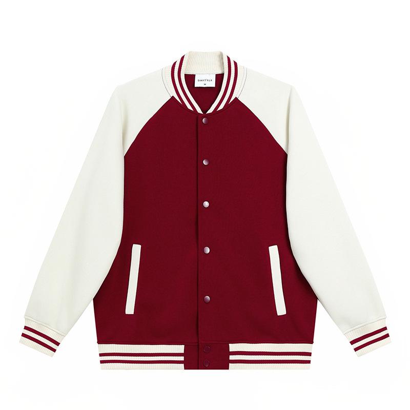 Baseballjacke für Damen und Herren, Hip-Hop-Harajuku-Jacken, Mäntel mit Schultereinsatz, Baseball-Jersey-Mantel, Strickjacke S rot