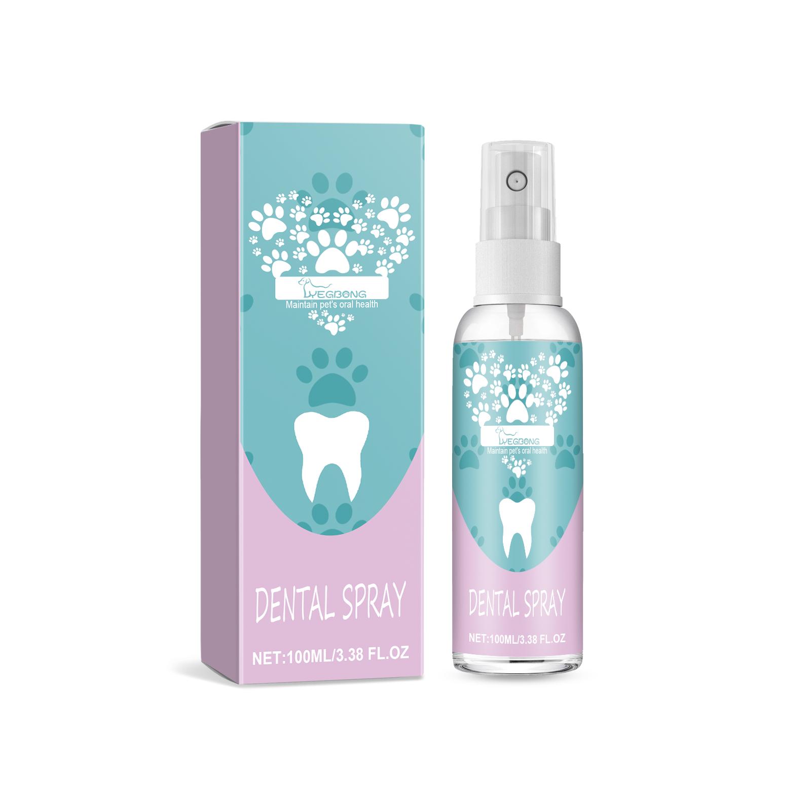 Zahnpflegespray für Haustiere Haustier Mundpflege und Zahnpflegespray zur Entfernung von Flecken und Vergilbung 100ml blue