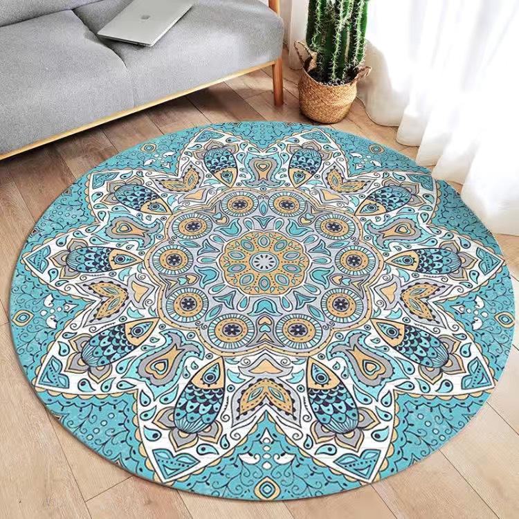 Leichte, luxuriöse Retro-Fußmatten, saugfähige und rutschfeste Fußmatten, Wohnzimmer- und Haushalts-Fußmatten, runde Couchtisch-Teppich-Fußmatten diameter60cm