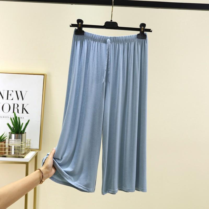 Übergröße 6XL Damen Modalhose Wadenlang Sommer Weitbein Hose Kordelzug Kurze Hose Lässige Homewear Hose 5XL gray