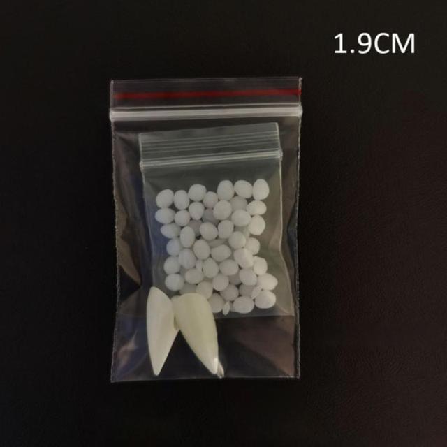 Halloween-Dekoration, Vampirzähne, Zahnersatz, Requisiten, Halloween-Cosplay-Requisiten, falsche Reißzähne mit festem Kleber, Halloween-Requisiten 1.9CM