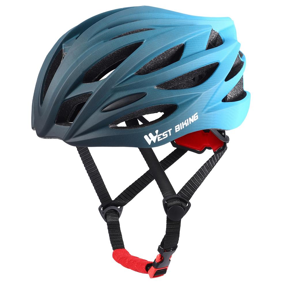 Atmungsaktiver Fahrradhelm mit Farbverlauf, ultraleichter integrierter Fahrradhelm, Sicherheit blau