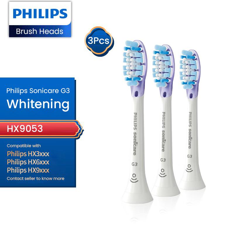 3 Stück Ersatzbürstenköpfe für Philips: Philips HX3, HX6, HX9 elektrische Zahnbürsten HX9043 HX9053 HX9063 HX9073
