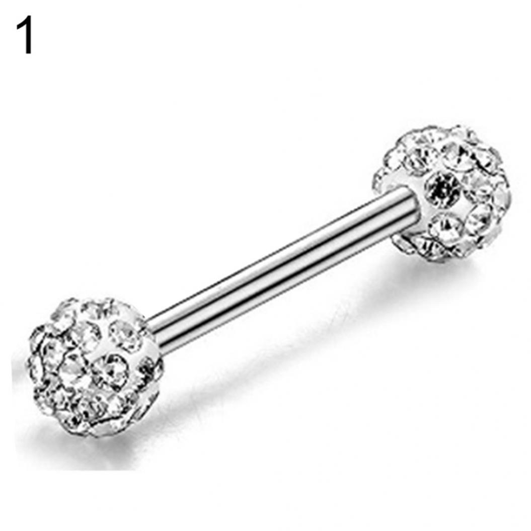 Neue 1/4 Stücke Strass Runde Kugel Zunge Nase Stud Nippel Lip Piercing Frauen Schmuck Life Store weiß
