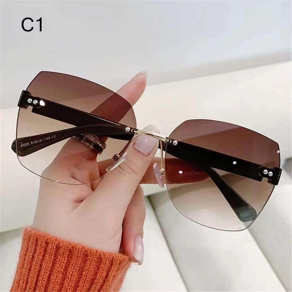 Vintage Randlose Sonnenbrille Farbverlauf Sonnenbrille Frauen Shades Fashion UV400 Brillenrahmen Sonnenbrille Damenbrille