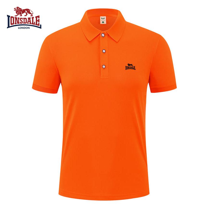 Lonsdale 2026 Sommer Neu Besticktes Lässiges Sportkragen Poloshirt, Schweißableitend und Feuchtigkeitsabsorbierend Reines M orange