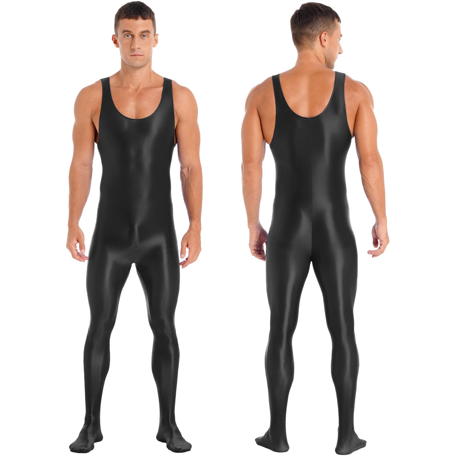 Herren-Body-Overall, ärmellos, voller Anzug, Einteiler, Overall, Bodystocking, Nachtwäsche M schwarz
