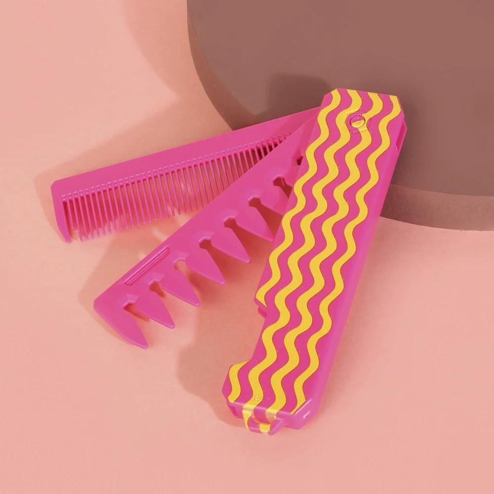 Multifunktionaler Faltkamm Tragbarer Kamm mit breiten Zinken Ölkopfkamm Friseur Männer Bartkämme Taschenreisehaarbürste Stylingwerkzeuge