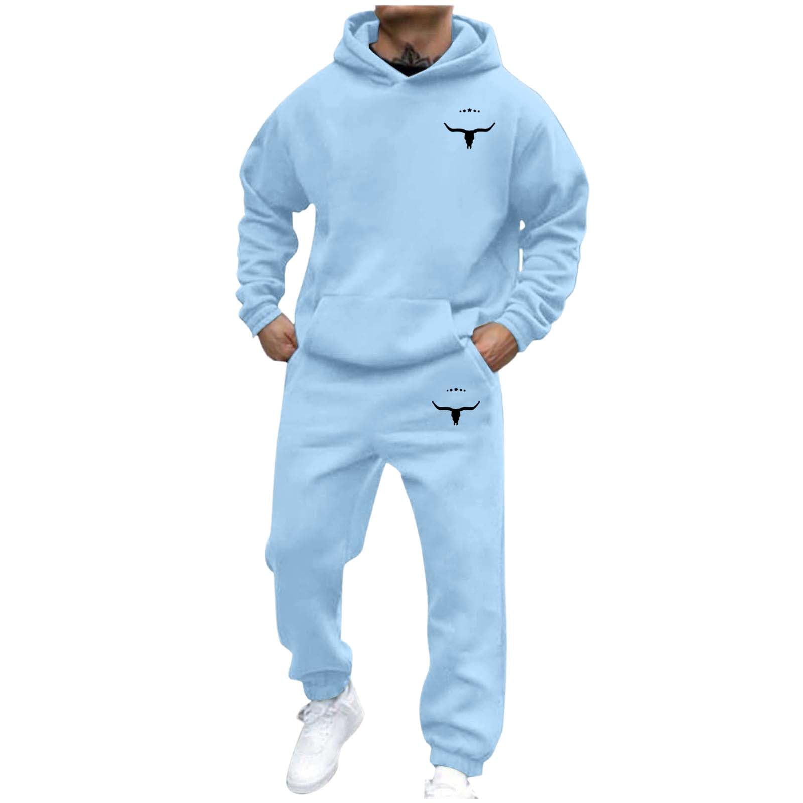 Herren Casual und personalisiert bedrucktes Langarm-Kapuzensweatshirt, Herren Sport-Sweatshirt und Sweatpants zweiteiliges Set XXL