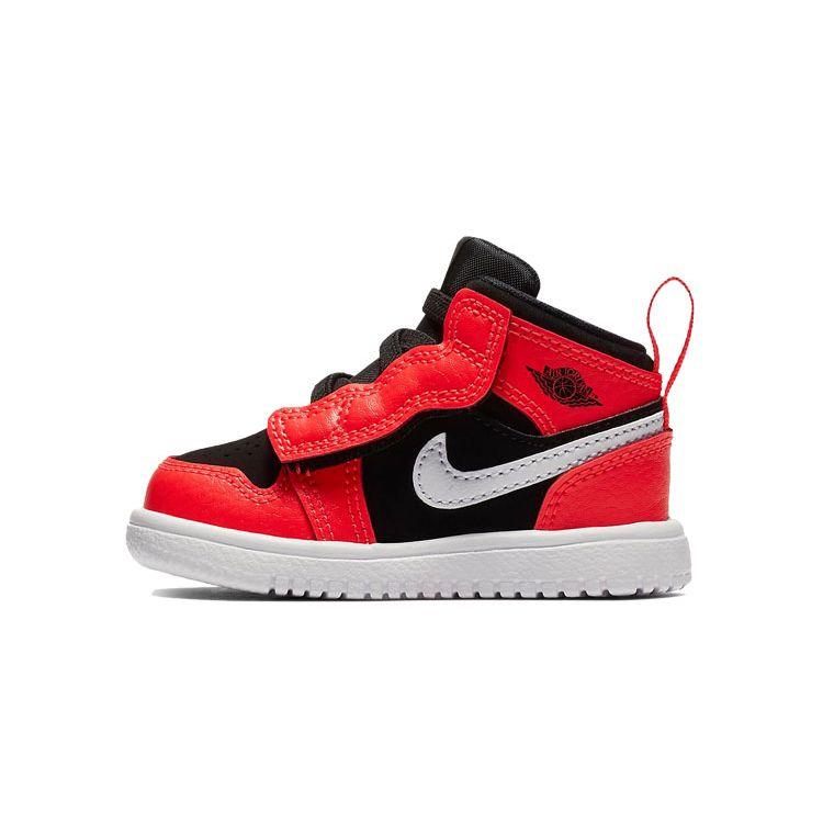 Jordan Air 1 Mid Alt Td Bequeme Leichte Strapazierfähige Mid-Top Walking-Schuhe Babyschuhe Schwarz Rot AR6352-061 US 9C