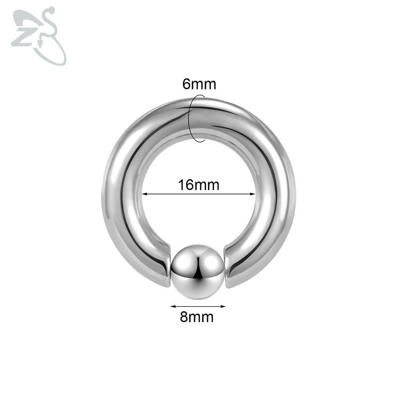 ZS 1 Stück 2/4/6/8G Nasenring aus rostfreiem Stahl in Hufeisenform für Männer mit Innengewinde und großem Durchmesser, Ohr-Expander-Septum-Piercing Style 3