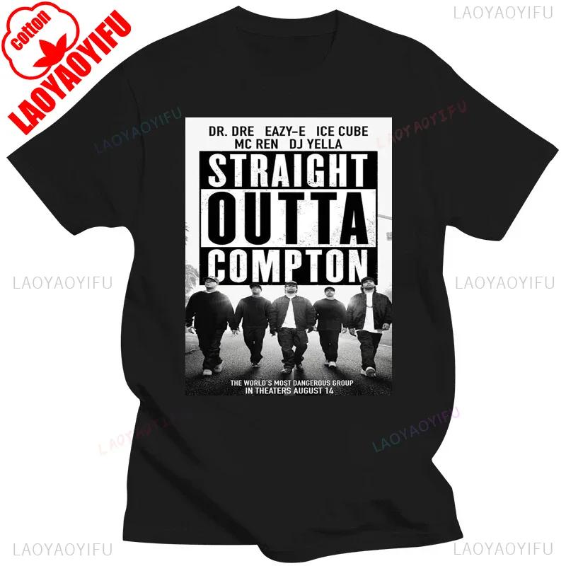 Straight Outta COMPTON Herrenmode Baumwoll-T-Shirt Schwarz Klassisches Filmposter Grafik-T-Shirt Streetwear Sommer Herrenbekleidung Geschenk S