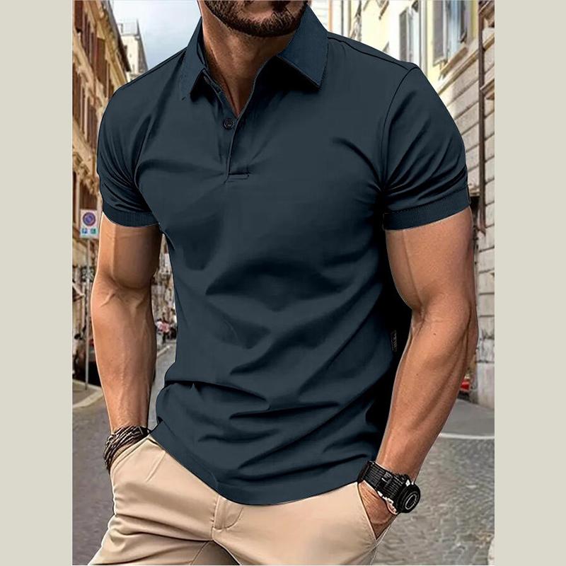 Herrenmode Sommer Polo T-Shirt Lässiges Atmungsaktives Oberteil Reverskragen Hals Kurzarm Bequemes Sport T-Shirt Yasheng M dunkelgraue