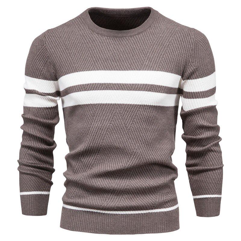Usegiraffe Frühling Herbst Casual Pullover Herren Pullover Pullover Slim Herren Pullover Mode Trend Einfache Herren Pullover Langarm Warm XXL kaffeebraun