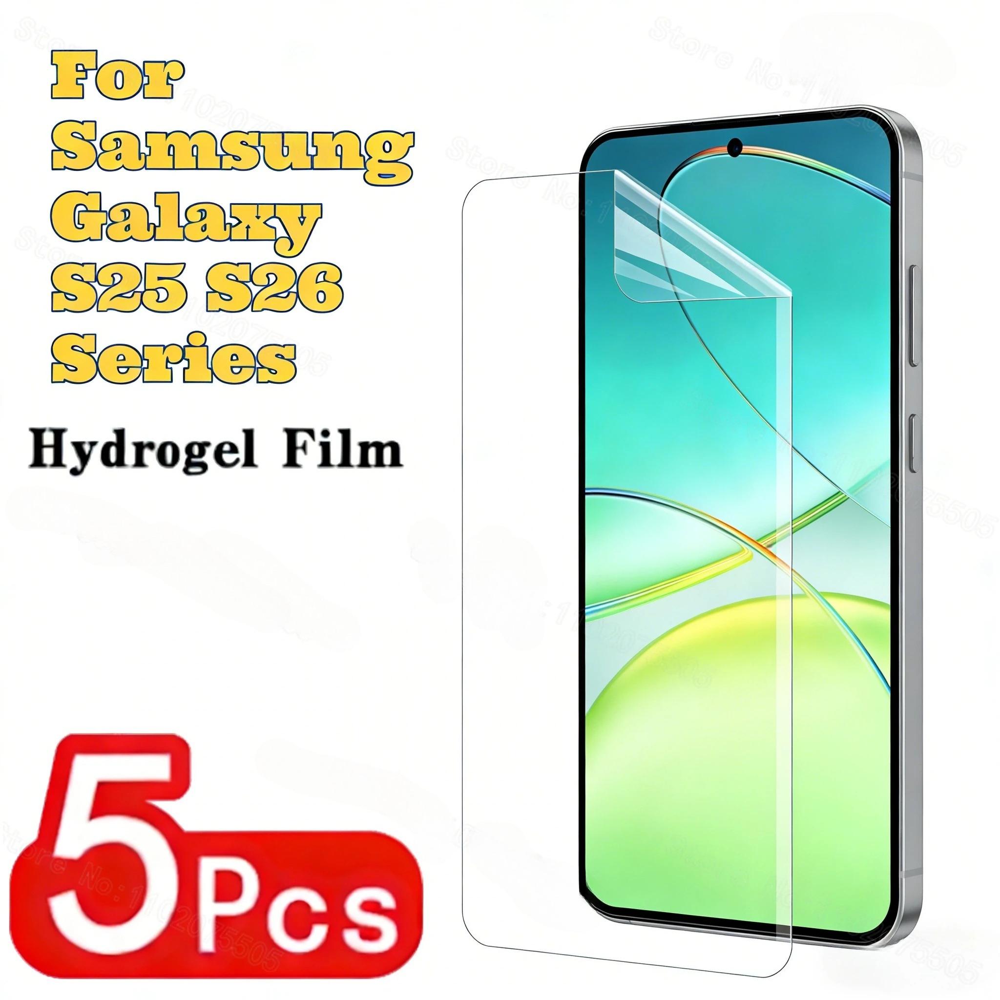 5 Stück HD Hydrogel-Folie Geeignet für Samsung Galaxy S25 S26 Plus S25 S26 Edge S25 S26 Ultra S25FE S26Pro Fingerabdruck-Entsperrung Hydrogel Film&Galaxy S26 Plus weiß