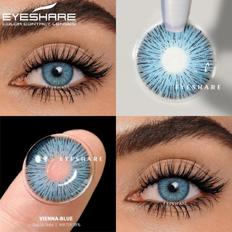 Farbige Kontaktlinsen, 2 Stück, farbige Kontaktlinsen für Augen, blaue, bunte Augen, schönes Make-up, graue Kontaktlinsen fürs Auge VIENNA-BLUE