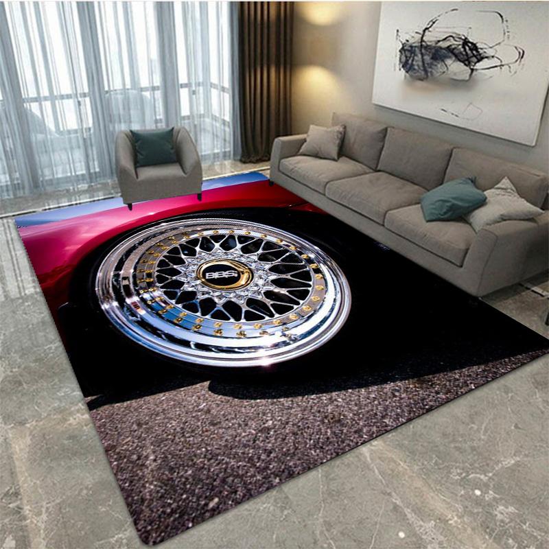 BBS Racing 3D-bedruckter Teppich, dekorativer Teppich für Wohnzimmer und Schlafzimmer, rutschfeste Bodenmatte für Küche und Bad, Fußmatte-Teppich 40cm by 60cm