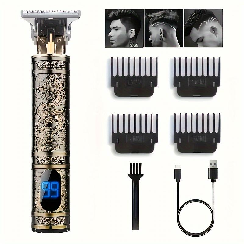Professioneller Haarschneider, wiederaufladbarer USB-Haarschneider, Bartschneider für Männer, präziser T-Klingen-Trimmer mit LCD-Bildschirm, Weihnachtsgeschenk für ihn D3