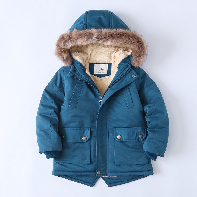 2023 mädchen Jungen Jacken Winter Kind Mäntel Kleinkind Dicke Feste Kapuze Mantel für Kinder kinder Warme Windjacke Casual 100 blau
