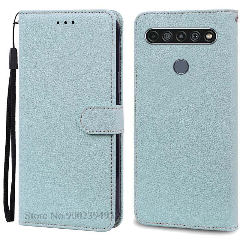 Für LG K61 Hülle Weiche Silikon Leder Brieftasche Flip Case Für LG K61 Hülle Coque Für Fundas LG K61 LGK61 K 61 Handyhüllen Schale for LG K61 hellblaue