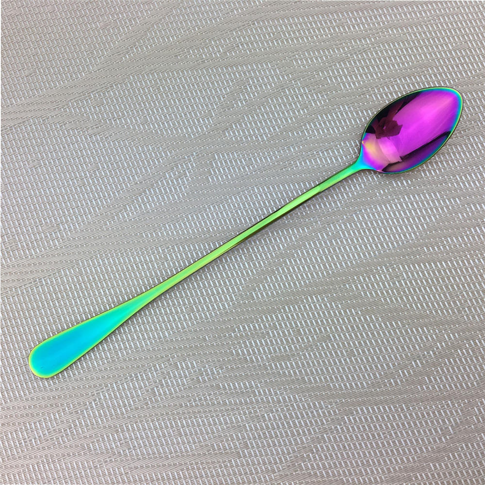 Eis Lange Griff Scoop Geschirr Set Bunte Geschirr Löffel Bar Löffel Saft Kaffee Rühren Besteck Set Küche Werkzeuge 1pc Long Spoon bunt