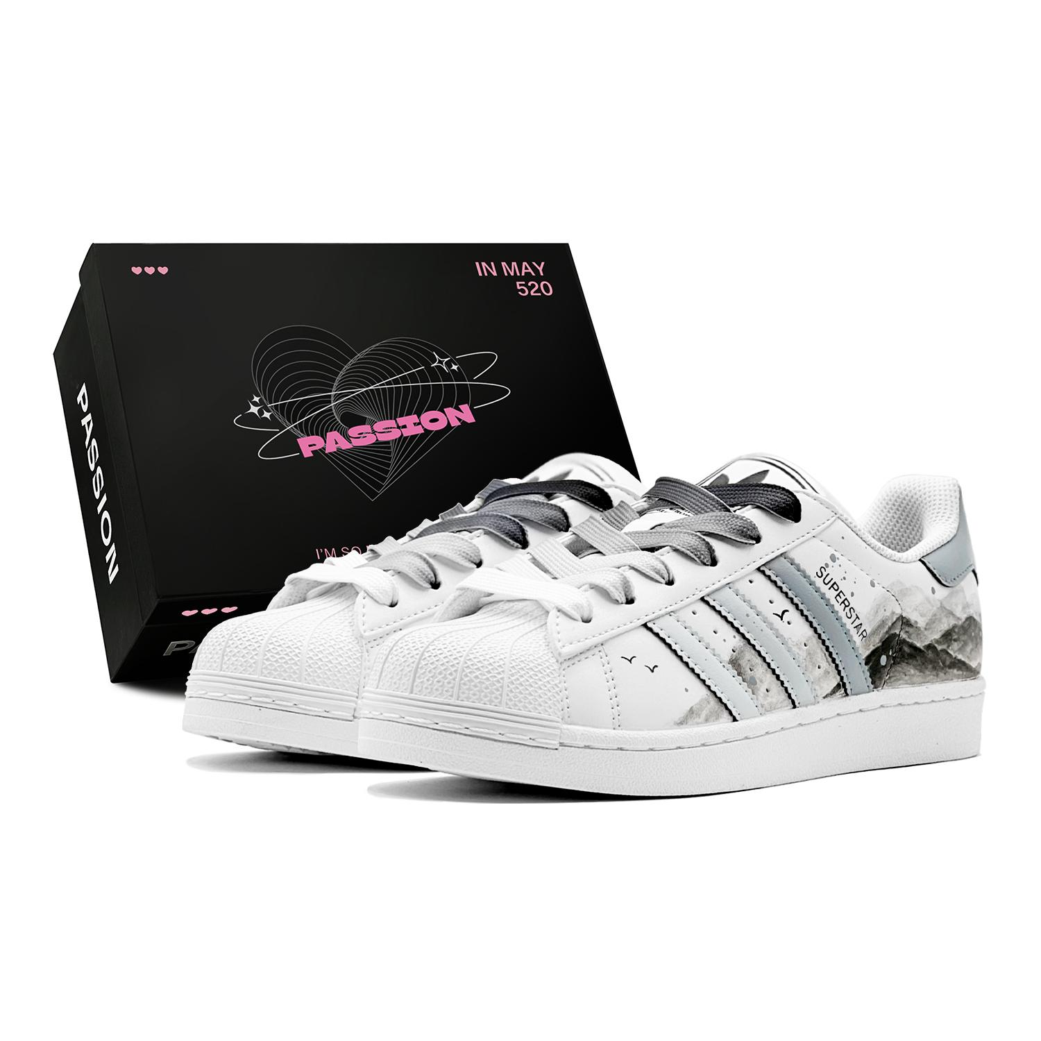 Adidas Originals Superstar 2 Low-Top Skateboard-Schuhe Unisex Grau Weiß IH8659(TeamS1-S-BOX) 43⅓ black