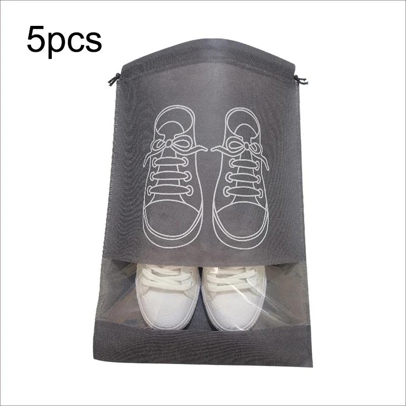 5 stücke Schuhe Lagerung Tasche Closet Organizer Vlies Reise Tragbare Tasche Wasserdichte Tasche Kleidung Eingestuft Hängen Tasche Women 36x26.5cm gray