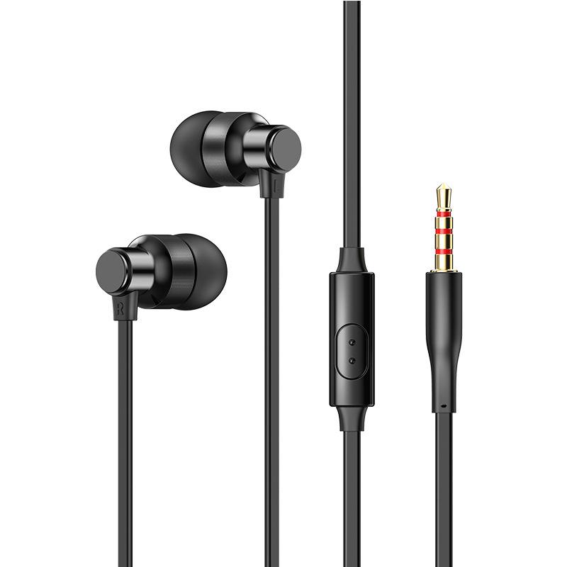 VAORLO 3,5 mm kabelgebundene Kopfhörer mit Mikrofon, Mini-In-Ear-Headset für Samsung Xiaomi Huawei Kopfhörer schwarz