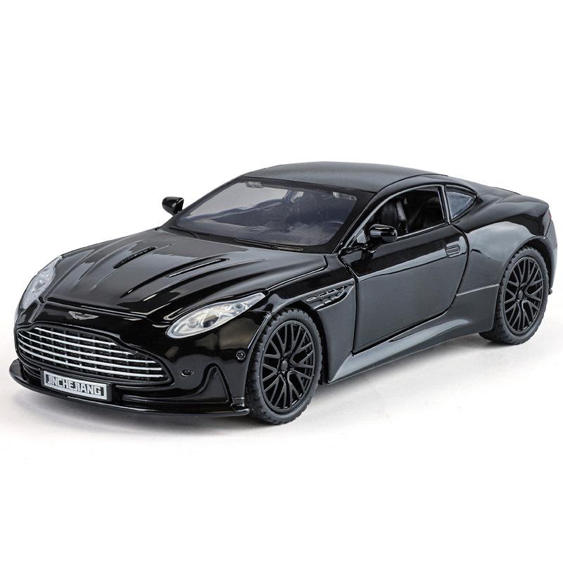 Aston Martin DB12 GT Super Tourer V8 Super GT, Maßstab 1/32, Miniaturauto aus Metalldruckguss, Modellauto mit Sound und Licht, Kinderspielzeugauto, Fahrzeuggeschenke schwarz